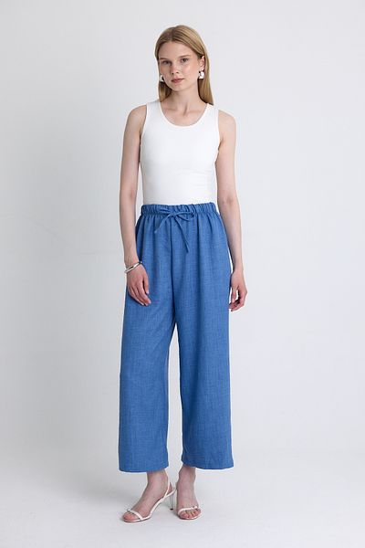 Rays Indigo Waist Elastic Cotton Knitted Trousers 8045A
