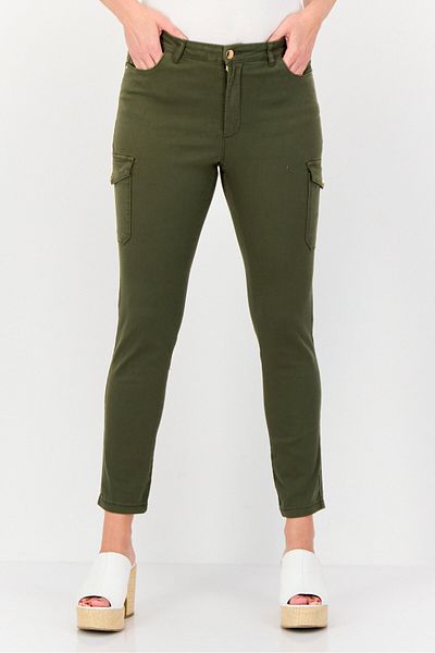MOHITO Women Regular Fit Solid Cargo Pants, Olive