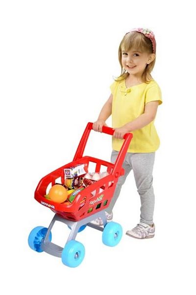 rexa Home Pretend Supermarket Accessories with Trolley – 25x25x25 cm – Role Play Toy Set for Kids