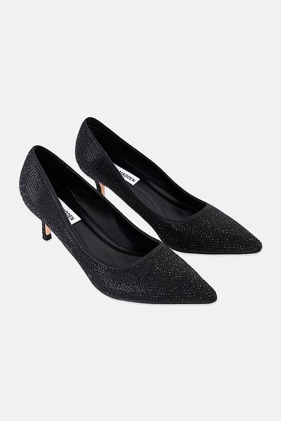 Steve Madden Women Rosie Rhinestone Kitten Heel Pump, Black
