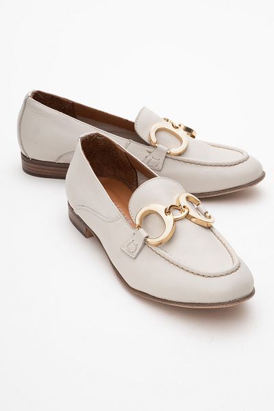 Dericlub Women's Buckle Comfortable Sole Ballerina Shoes Real Leather Fr 258254 Beige