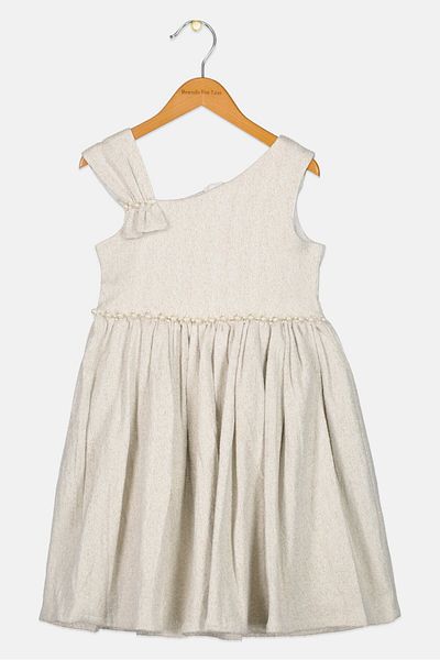 Willow & Whistle Kids Girl Metallic Party Dress, Beige