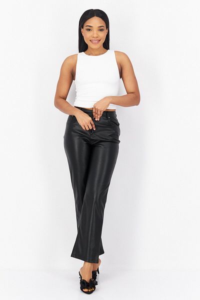 Don't Call Me Jennyfer Women Regular Fit Leather Pants, Black