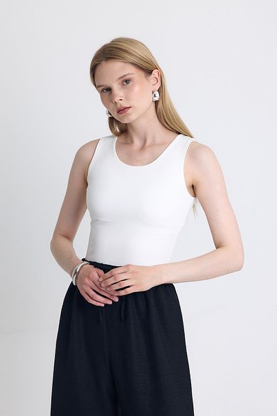 Rays Ecru Slim Fit Sleeveless Basic Undershirt 9194m