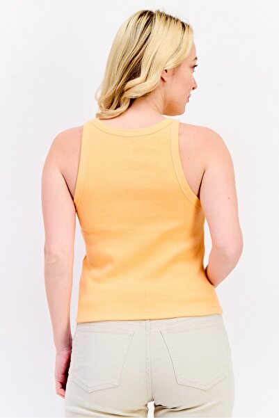 Hurley Women Crew Neck Embroidered Sleeveless Tank Top,Orange