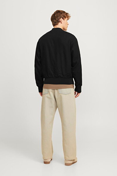 Jack & Jones Baseball Collar Ribbed Linen Blend Bomber Jacket - Ario