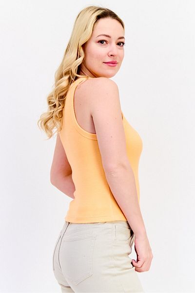 Hurley Women Crew Neck Embroidered Sleeveless Tank Top,Orange