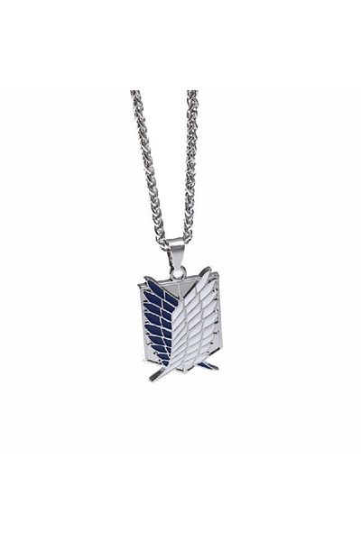 Herşey Nota Attack on Titan Blue Wings of Liberty Necklace – Unisex Anime Jewelry with 60 cm Chain