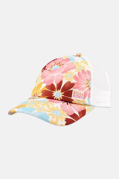 BİLLABONG Women Floral Print Adjustable Cap, White Combo