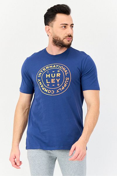 Hurley Men Sportswear Fit Short Sleeves Outdoor T-Shirt, Dark Slate Blue