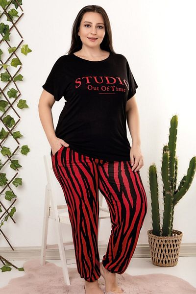 tarzımsüper Plus Size Luxury Pajamas Set with Elastic Waist Comfort Model Cotton Women's Pajamas Set