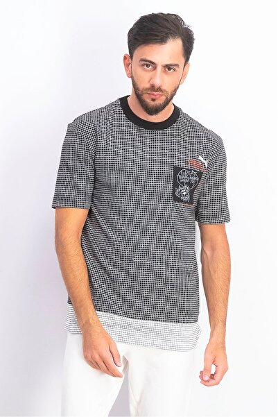 Puma تي شيرت رجالي برقبة دائرية وأكمام قصيرة وجيب من مايكل لاو، أسود