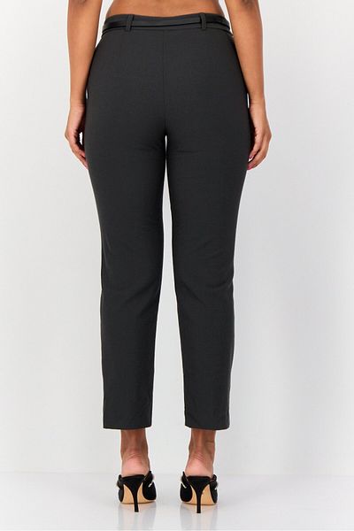 Don't Call Me Jennyfer Women Regular Fit Plain Belted Chino Pants, Dark Olive