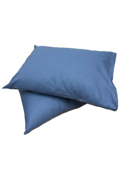 Clasy Ranforce 100% bumbac 2 bucăți husă de pernă albastru simplu
