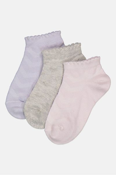 MUDD Toddlers Girls 3 Pairs Solid Ankle Socks, Multicolor