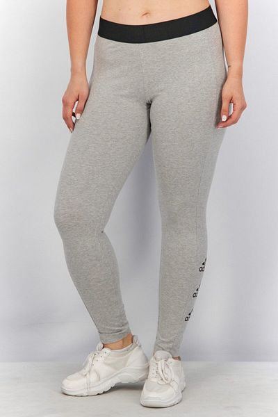 adidas Women Sport Fit Brand Logo Stacked Tight, Grey