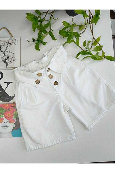 GallanD Girls' Shorts Colorful Soft Cotton Fabric Pocketed Pleated Buttoned Waist Fitting Elegant Cut