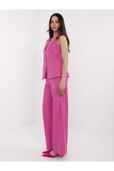 UniqueStore.ro Elegant Pink Set With Trousers And Elegant Vest With Decorative Buttons - S