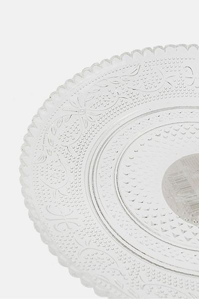 Muy Mucho Relief Glass Dessert Plate, Transparent