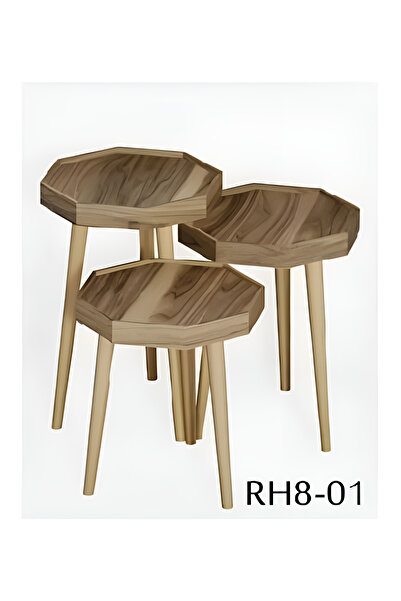 rexa طقم طاولة تقديم من 3 قطع، بني، 40×40×59 سم