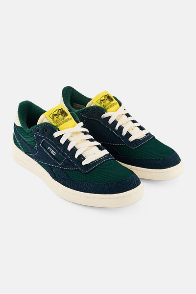 Reebok Men Club C Revenge Vintage Lace Up Tennis Shoes, Green/Navy