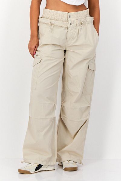 Don't Call Me Jennyfer Women Parachute Fit Solid Cargo Pants, Beige