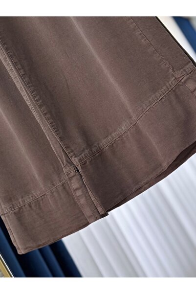 BENAHOLL Λεπτομερές ελαστικό λινό παντελόνι Melora-XE700 καφέ