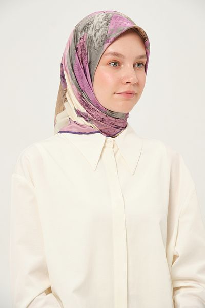 Madame Polo Τυπωμένο Φουλάρι Rayon Πολύχρωμο Αντιολισθητικό 90x90 εκ