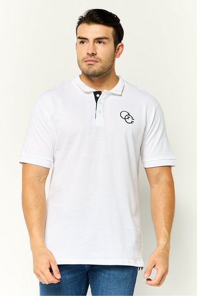 Cavalli Class Men Regular Fit Embroidered Logo Short Sleeves Polo Shirt, White