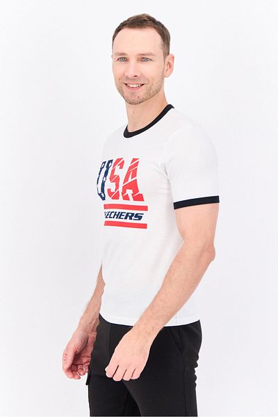 SKECHERS Men Sportswear Fit Short Sleeve Outdoor T Shirt, White