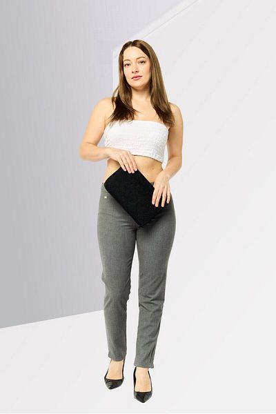 Harmont & Blaine Women Regular Fit Logo Charm Stretchable Pants, Grey