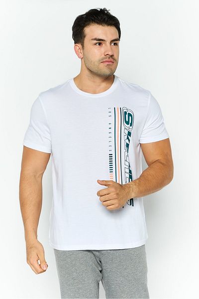 SKECHERS Men Sportswear Fit Short Sleeves Outdoor T-Shirt, White Combo