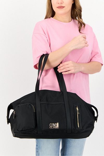 Cavalli Class Women Brand Logo Duffle Bag, Black