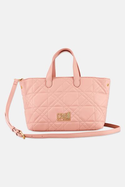 Cavalli Class Women Rosangela Brand Logo Satchel Bag, Soft Pink