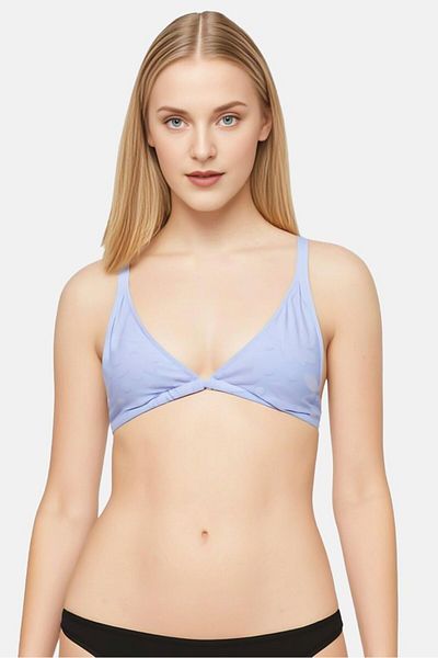 aerie Women Floral Print Padded Bikini Top, Dusty Blue