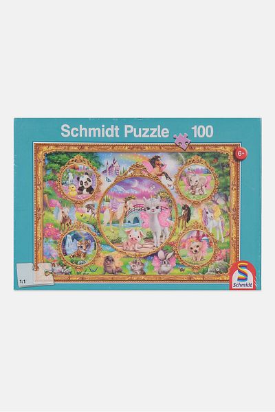 Schmidt Kids 100 Piece Unicorn Animal World Puzzle, Blue Combo