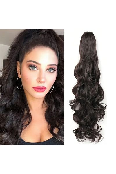 Zeysum Brown Tail Wavy Claw Buckle Fake Hair Hairpiece 60 cm 120 Gr
