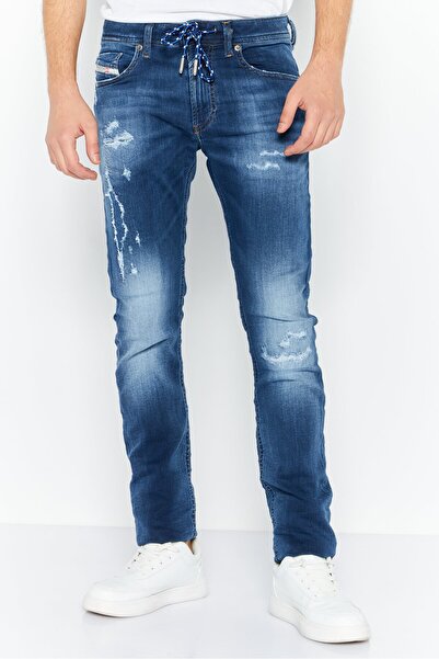 Diesel بنطلون جينز رجالي ضيق قابل للتمدد ومغسول باللون الأزرق