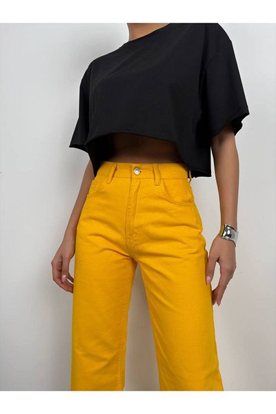 vuvutasarım New Season High Waist Pipe Leg Four Pockets Metal Button Women's Jean Denim Trousers 23S05007