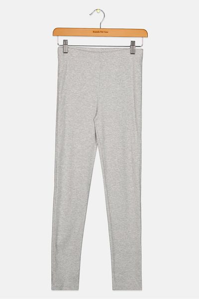 Koton Kids Girl Ribbed Pull On Leggings, Grey