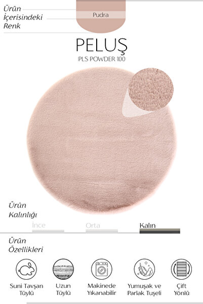Cool Halı Pembe Yuvarlak Peluş Post Halı Yıkanabilir Kaymaz Tavşan Tüyü Kürk Pofuduk Yumoş Pufy Banyo Halısı