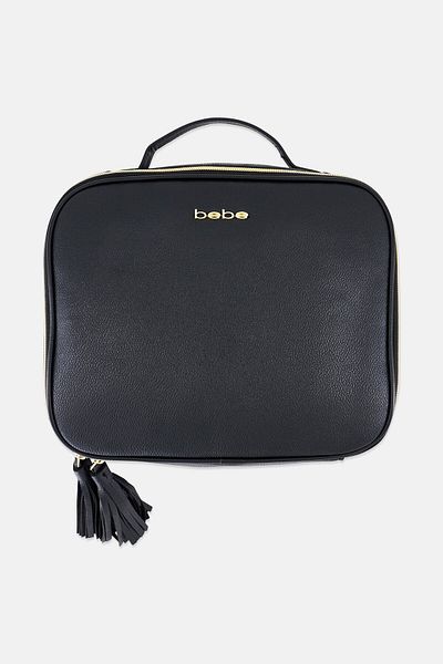 Bebe Women Brand Logo Vanity Cosmetic Bag, Black