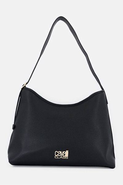 Cavalli Class Women Brand Logo Shoulder Bag, Black