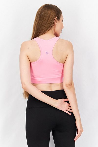 Sinsay Women Round Neck Sleeveless Plain Crop Top, Pink