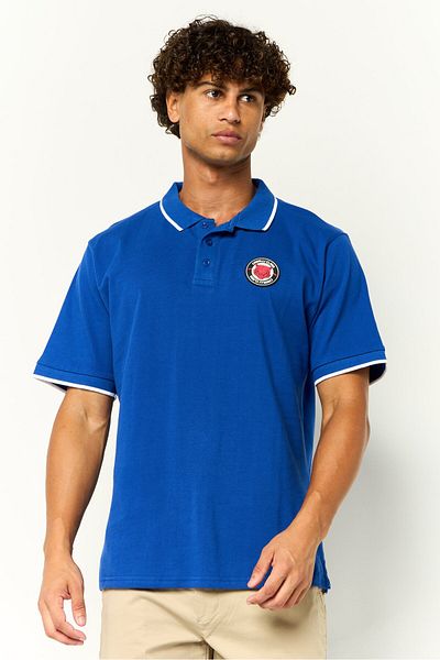 Cavalli Class Men Regular Fit Short Sleeve Brand Logo Polo Shirt, Dark Blue