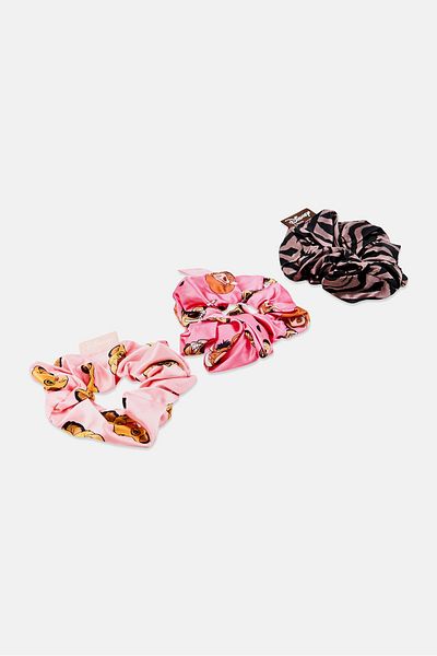 Mad beauty X Disney Women 3 Pcs Animal Print Hair Scrunchies Set, Multicolor