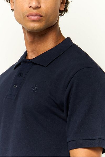 Cavalli Class Men Regular Fit Embroidered Logo Short Sleeves Polo Shirt, Navy