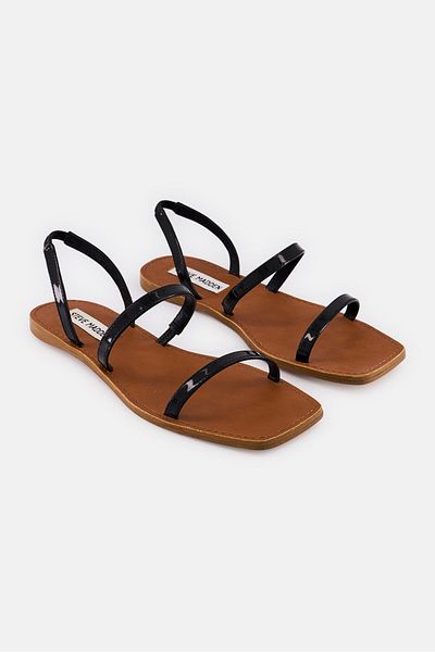 Steve Madden Women Singback Leather Sandal, Black