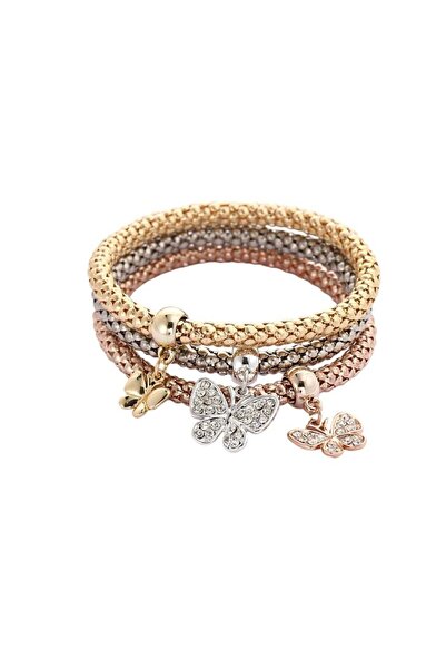 huitich أساور فراشة كريستالية ثلاثية الألوان