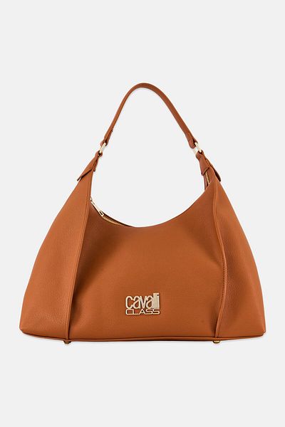 Cavalli Class Women Hardware Logo Shoulder Bag, Brown